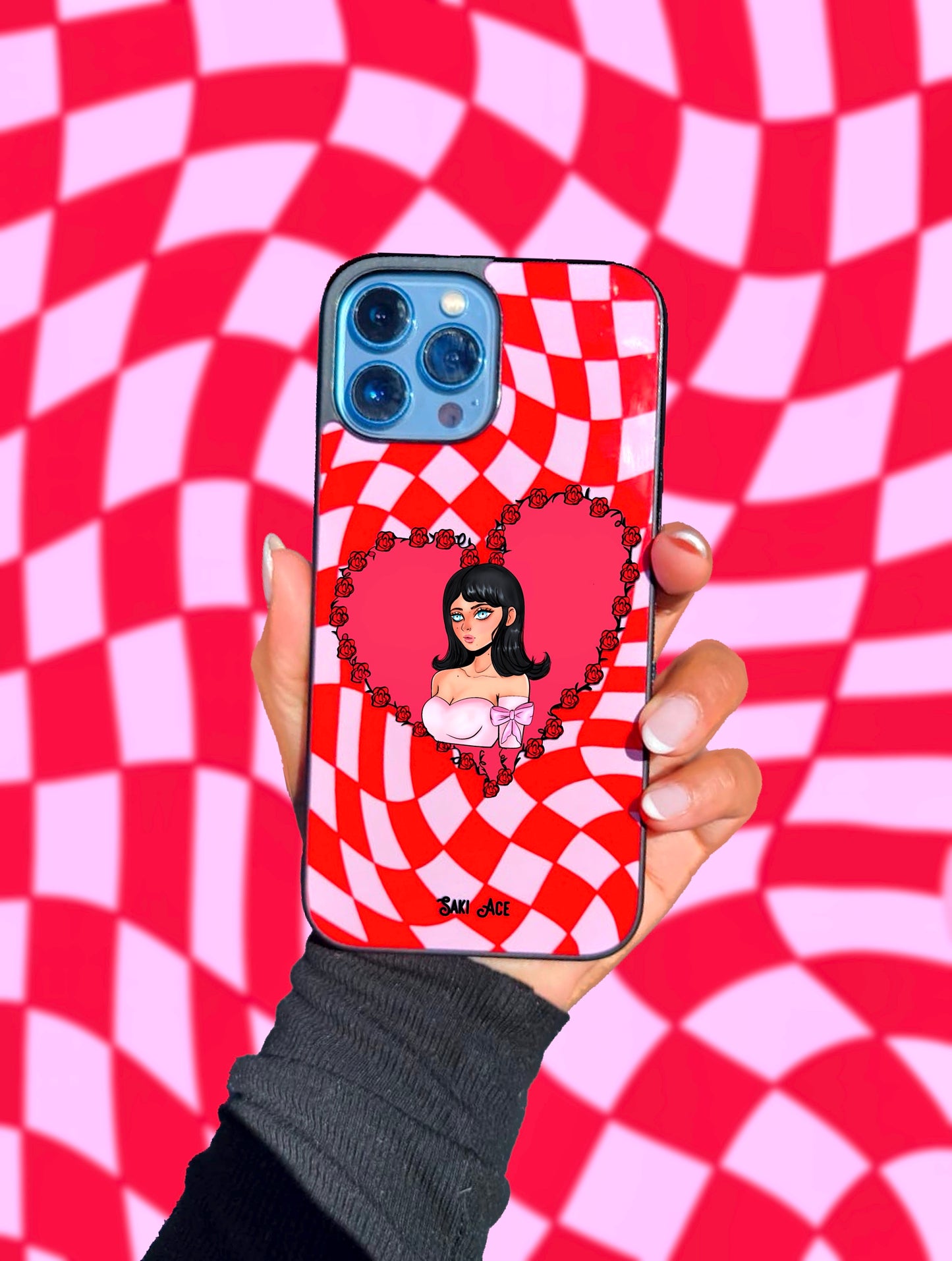 Checkered Heart in Red iPhone Case