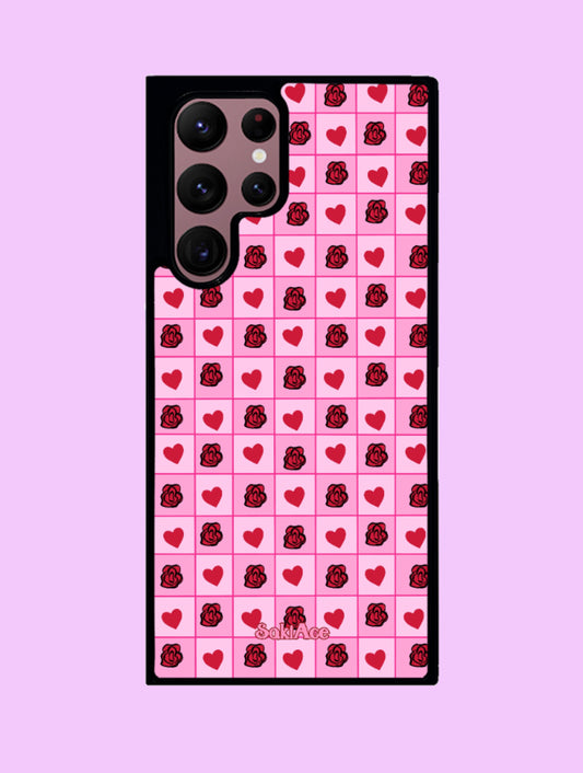 Checkered Hearts & Roses Galaxy Case