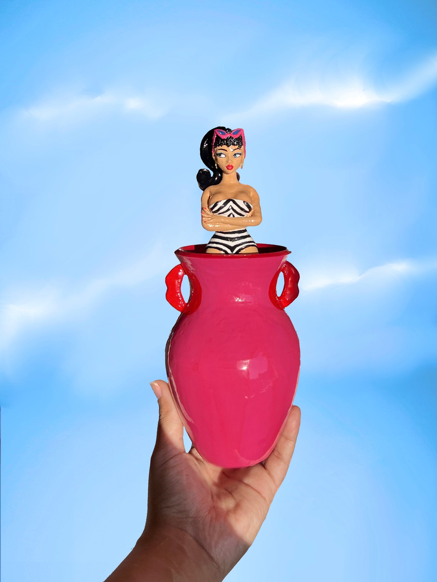 Updated Posie Doll Vase (Black hair)