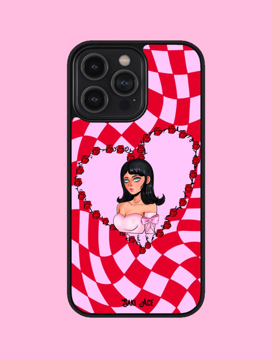 Checkered Heart in Pink iPhone Case