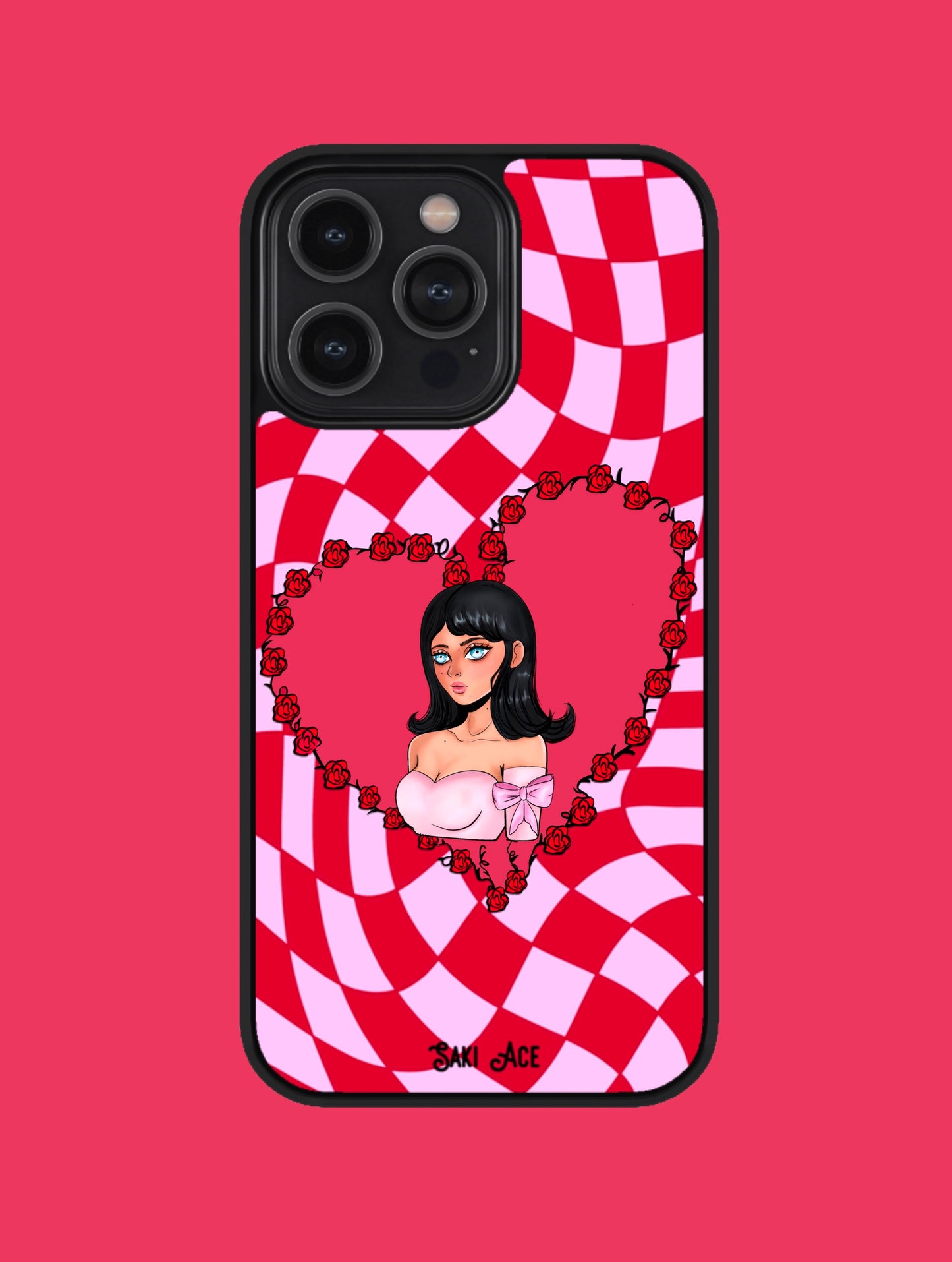 Checkered Heart in Red iPhone Case