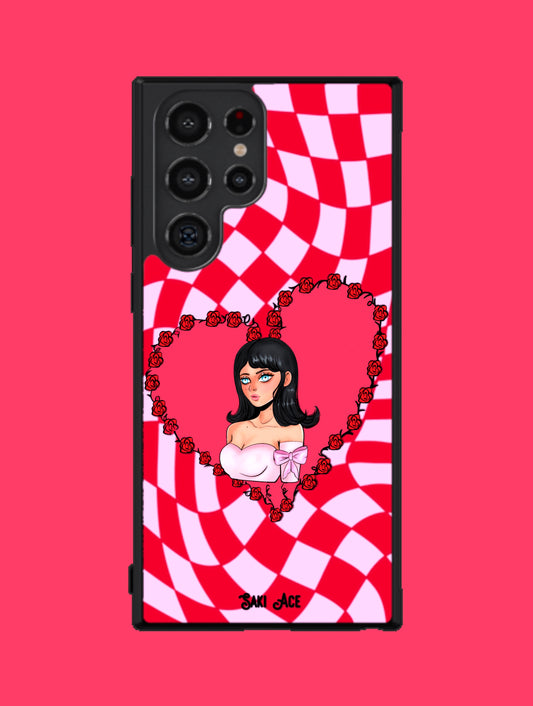 Checkered Heart in Red Galaxy Case